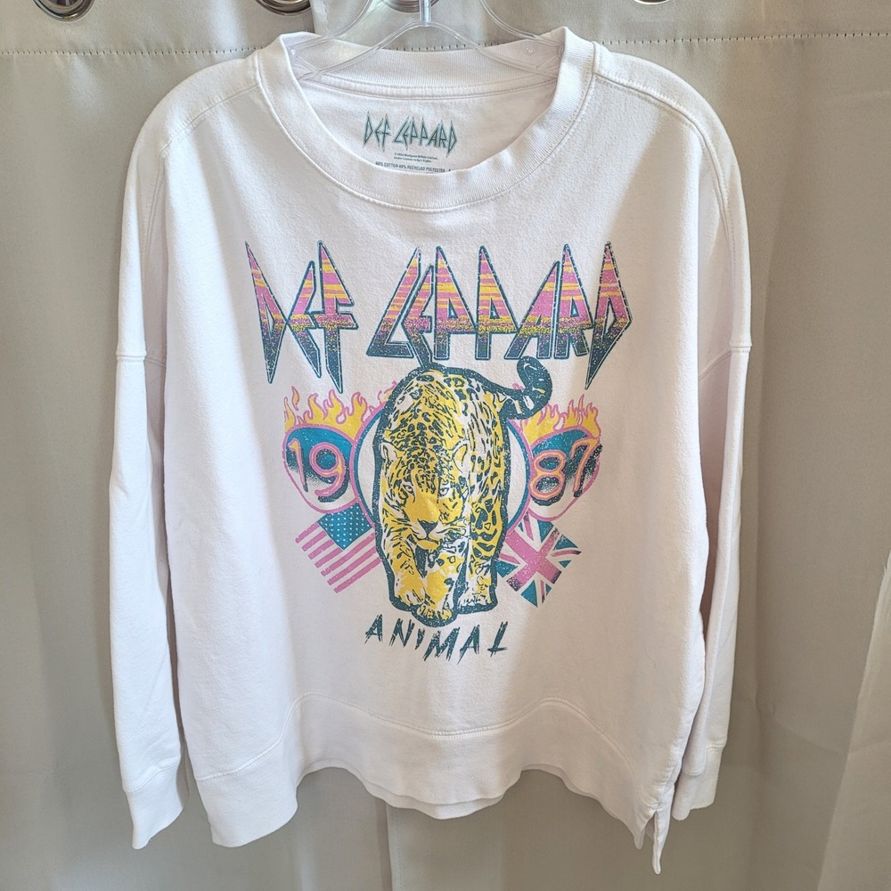 Def Leppard Sweatshirt Oversized Large Animal Hysteria Tour Rock 80s 21730